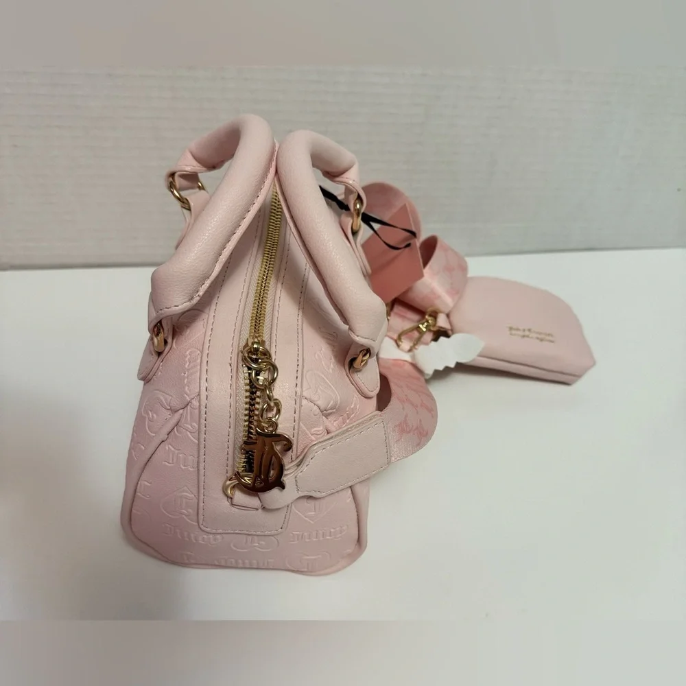 JUICY COUTURE dusty pink semi charmed satchel/crossbody bag
